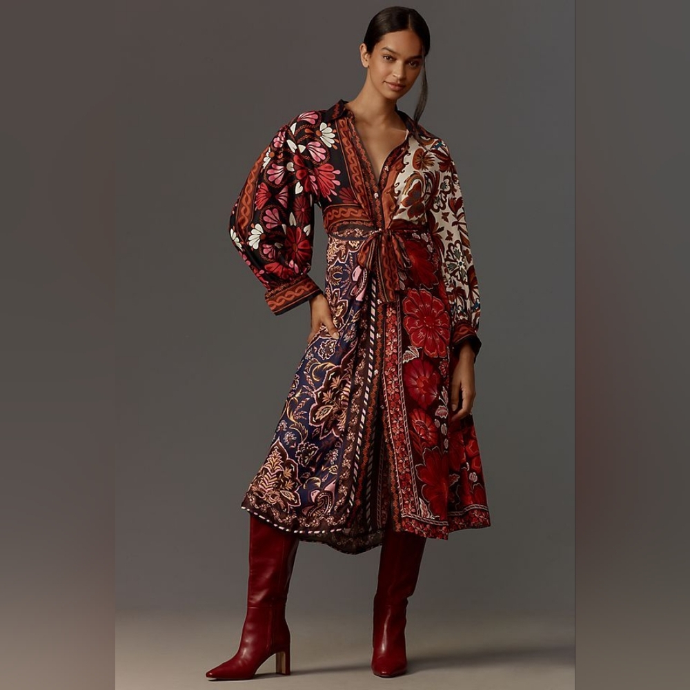 FARM Rio Multicolor Floral Patchwork Long Sleeve Maxi Dress - Picture 5 of 6